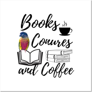 Books Conures and Coffee quote | Birds Parrots, reading, relaxing Posters and Art